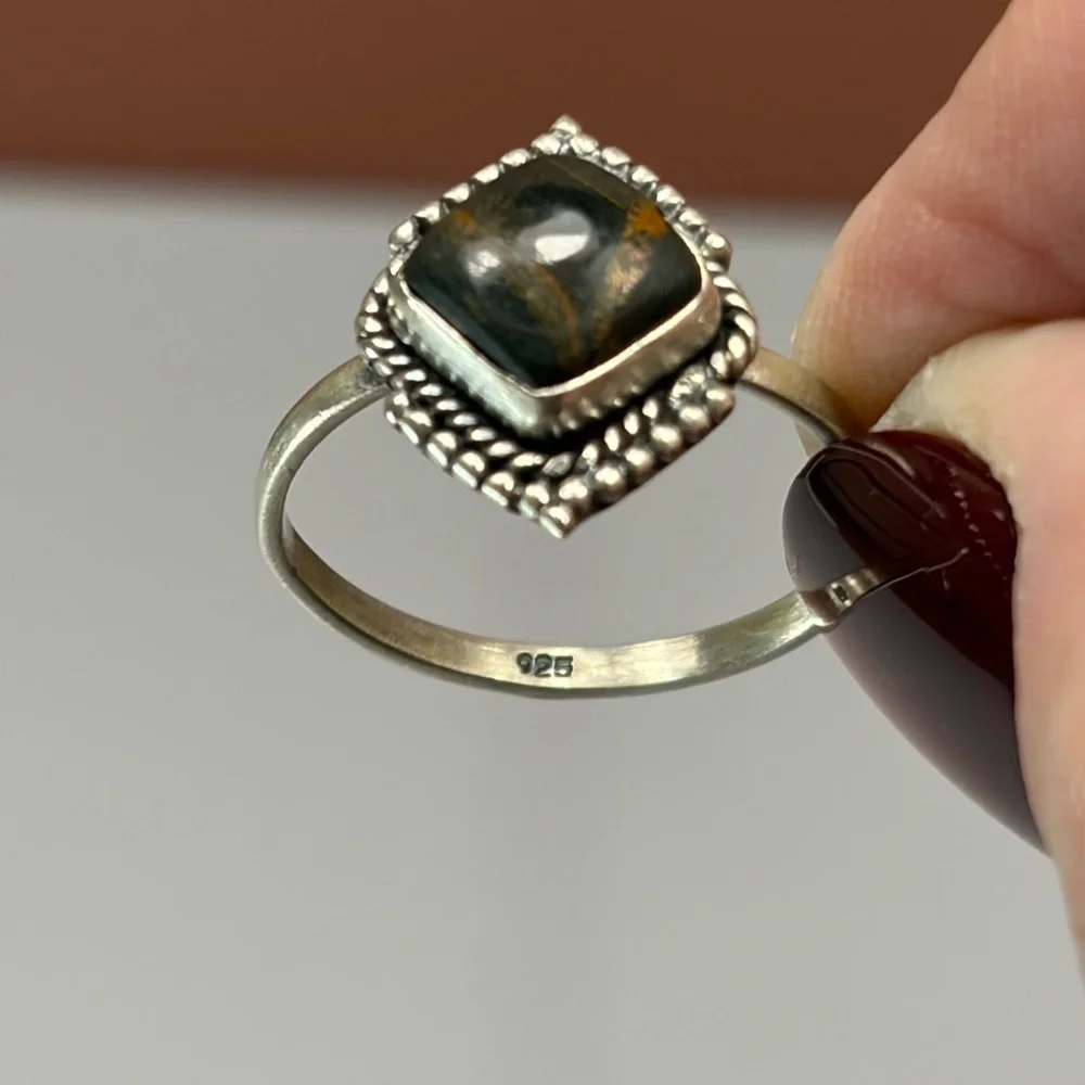 925 Sterling Silver Black Jack Turquoise Ring
